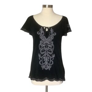 BCBGMaxAzria Embroidered Silhouette Shirt M